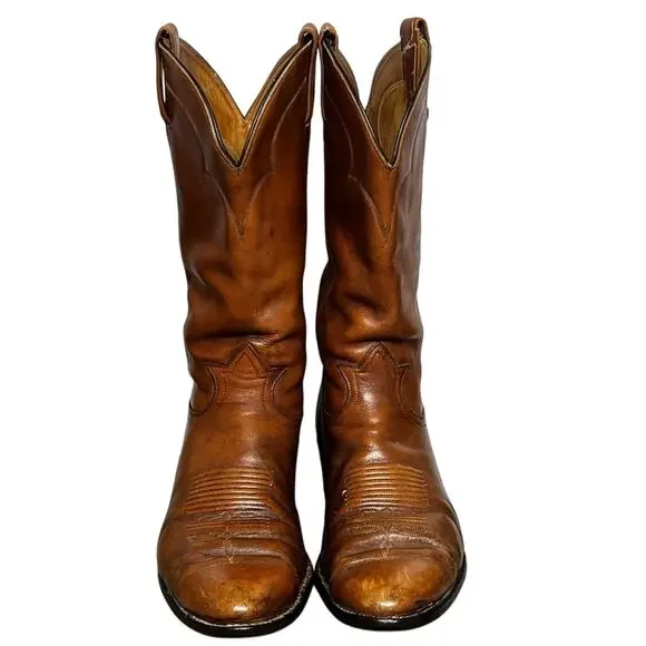 Vintage Tony Lama Mens Size 10.5 E Brown Leather Western Cowboy Boots Style 3084 - Picture 5 of 12